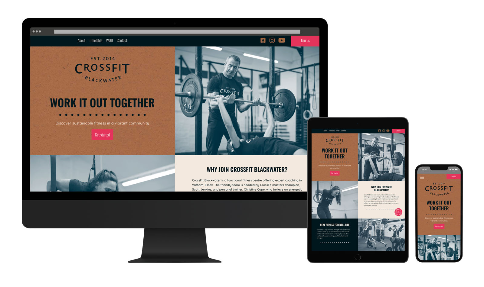 CrossFit Blackwater - website on deskyop, tablet and mobile